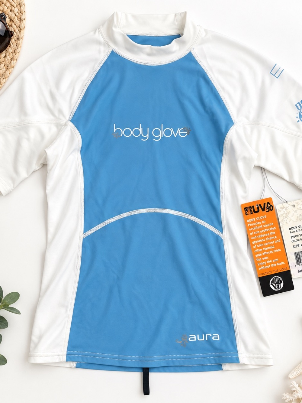 Body Glove Aura Women's Blue & White Swim Rash Guard